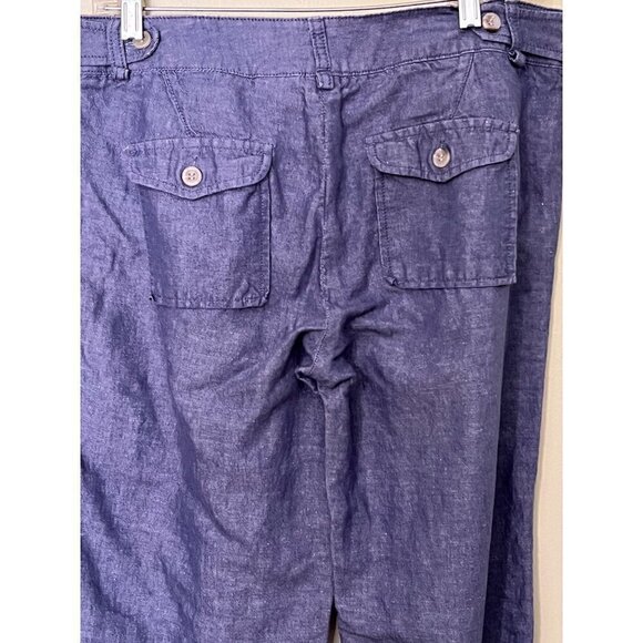 Dockers Womens Blue Linen-Blend Cropped Pants Size 8P Petite lagenlook beachy - Picture 3 of 13